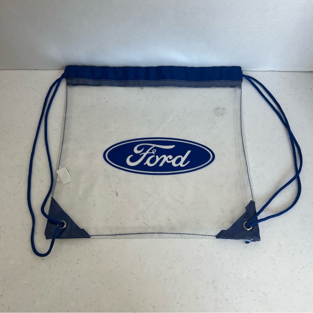 Ford motor sports clear promotional bag, backpack, draw string bag
